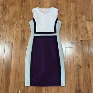 Calvin Klein Cream and Purple Dress